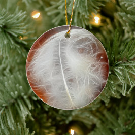 White Angel Feather Keramisch Ornament