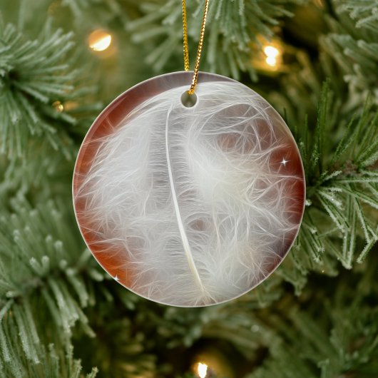 White Angel Feather Keramisch Ornament