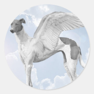 White Angel Greyhound Ronde Sticker