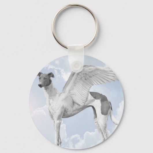 White Angel Greyhound Sleutelhanger (Voorkant)