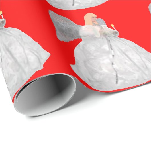 White Angel rood inpakpapier (Rol Hoek)