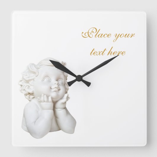 White Angel Vierkante Klok (Voorkant)