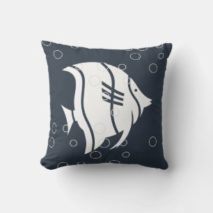 White Angel-vis op Navy Blue PILLOW Buitenkussen