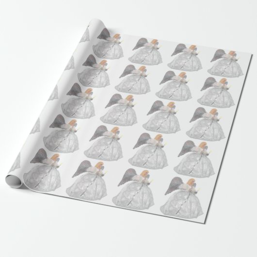 White Angel White Wrapping Paper Cadeaupapier (Uitgerold)