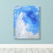 White Angel Wings in Blue Night Sky waterverf Canvas Afdruk (Insitu (Houten vloer))