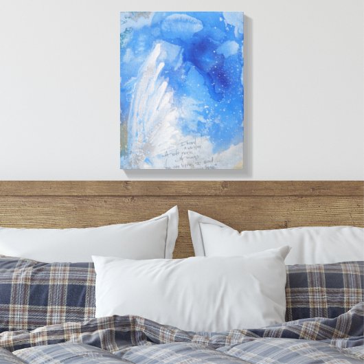 White Angel Wings in Blue Night Sky waterverf Canvas Afdruk (Insitu (Slaapkamer))