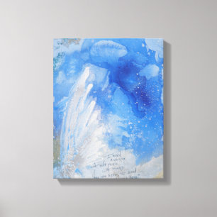 White Angel Wings in Blue Night Sky waterverf Canvas Afdruk