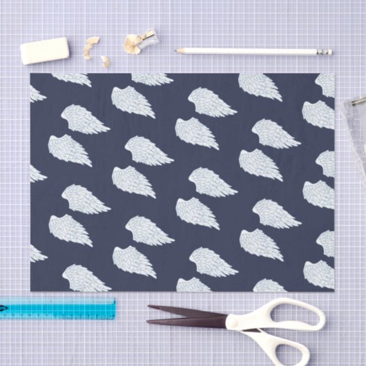  White Angel Wings & Navy Tissuepapier (Craft)