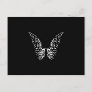 White Angel Wings op zwarte achtergrond Briefkaart