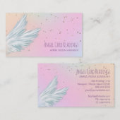 *~* White Angel Wings Starry Pastel Rainbow Visitekaartje (Voorkant / Achterkant)