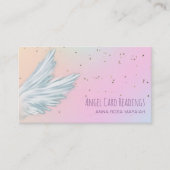 *~* White Angel Wings Starry Pastel Rainbow Visitekaartje (Voorkant)