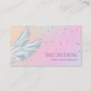 *~* White Angel Wings Starry Pastel Rainbow Visitekaartje