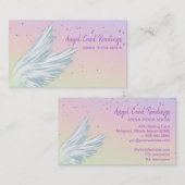 *~* White Angel Wings Starry Rainbow Pastel Visitekaartje (Voorkant / Achterkant)