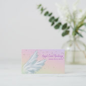 *~* White Angel Wings Starry Rainbow Pastel Visitekaartje (Staand voorkant)