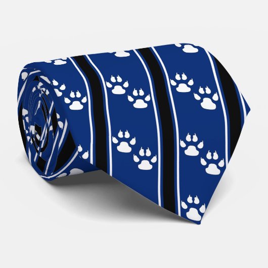 White Animal Paw Claw Prints Team Sports Necktie Stropdas (Opgerold)