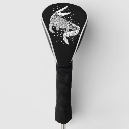 White Animal Silhouette - Crocodile Golfheadcover (Voorkant)