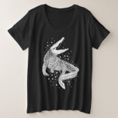 White Animal Silhouette - Crocodile Grote Maat T-shirt (Design voorkant)