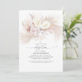 White Anthurium and Pampas Grass Floral Baptism Kaart (Staand voorkant)