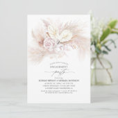 White Anthurium en Pampas Grass verlovingsfeest Kaart (Staand voorkant)