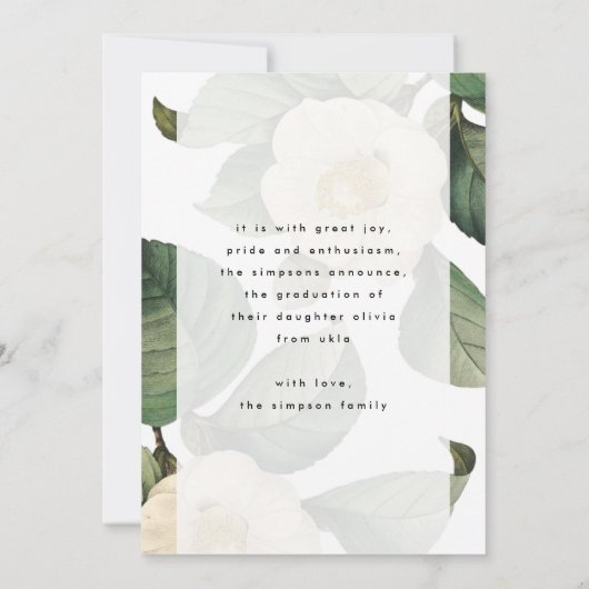 White Antiek Flower Photo University Afstudeerder Aankondiging (Achterkant)