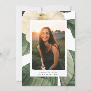 White Antiek Flower Photo University Afstudeerder Aankondiging