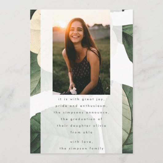 White Antiek Flower Photo University Afstudeerder Kaart (Achterkant)