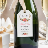 White Antler Rustic Floral Wedding Bedankt Cadeaulabel