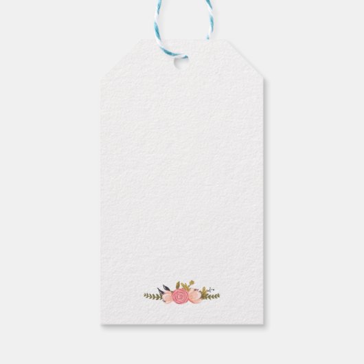 White Antler Rustic Floral Wedding Bedankt Cadeaulabel (Achterkant)
