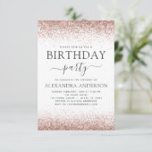 White Any Age Birthday Pink Rose Gold Glitter Kaart (Staand voorkant)