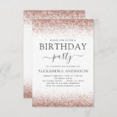 White Any Age Birthday Pink Rose Gold Glitter Kaart (Voorkant / Achterkant)