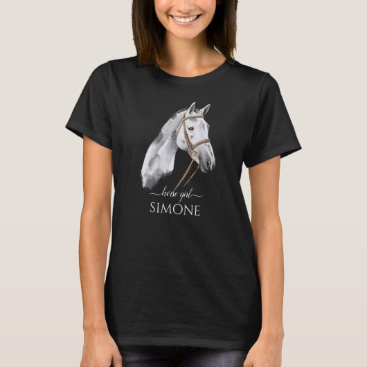 White Appaloosa paardenportret cowgirl ruitster T-shirt (Voorkant)