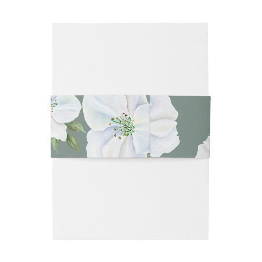 White Apple Blossom Flowers Personalized Wedding Uitnodigingen Wikkel (Achterkant Voorbeeld)