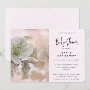 White Apple Blossom Fotografie Baby shower Kaart