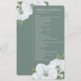 White Apple Blossom Order of Service Wedding Kaart