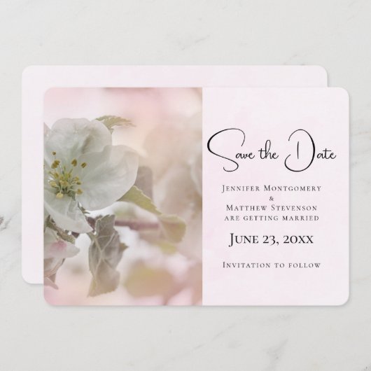 White Apple Blossom Photography Save The Date (Voorkant / Achterkant)