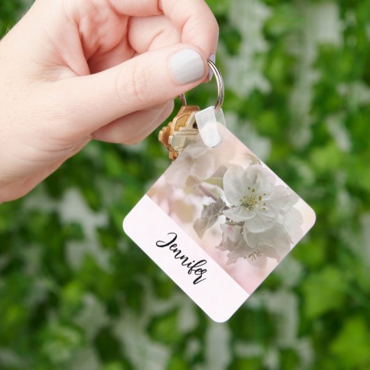 White Apple Blossom Photography Sleutelhanger (Hand)