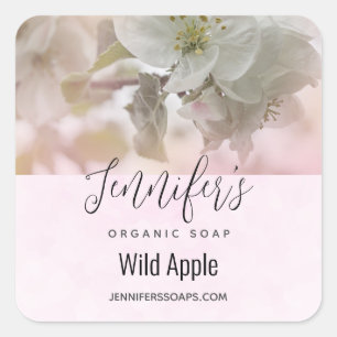 White Apple Blossom Photography Soap Business Vierkante Sticker