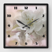 White Apple Blossom Photography Vierkante Klok (Voorkant)