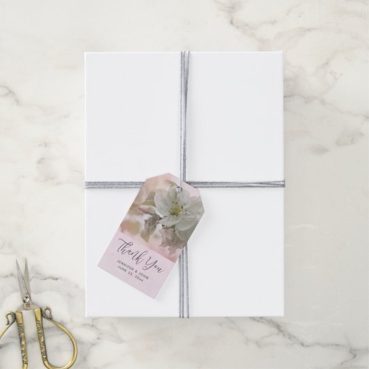 White Apple Blossom Photography Wedding Cadeaulabel (Met Touw)