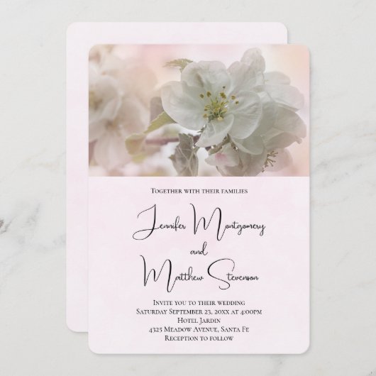 White Apple Blossom Photography Wedding Kaart (Voorkant / Achterkant)