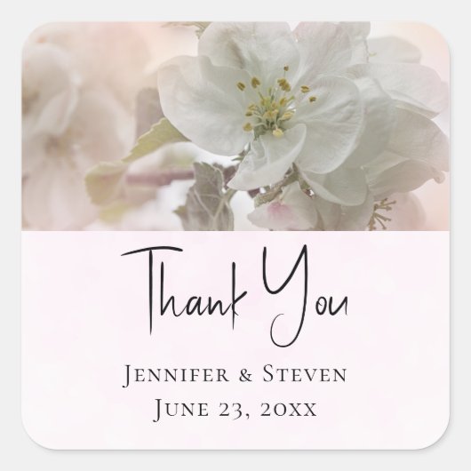 White Apple Blossom Photography Wedding Vierkante Sticker (Voorkant)