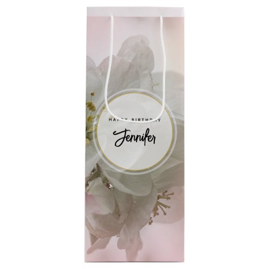 White Apple Blossom Photography Wijn Cadeautas (Voorkant)