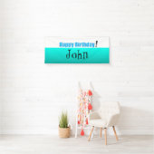 White Aqua gradiant Happy Birthday Banner (Insitu)