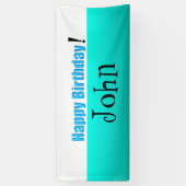 White Aqua gradiant Happy Birthday Banner (Verticaal)