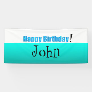 White Aqua gradiant Happy Birthday Banner