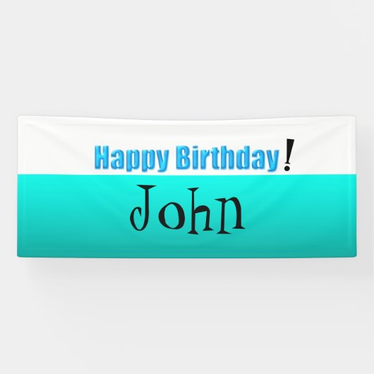 White Aqua gradiant Happy Birthday Banner (Horizontaal)