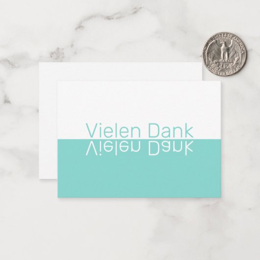 White & Aqua Reflection Moderne Duits Dank je Notitiekaartje (Voorkant / Achterkant in situ)