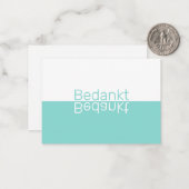 White & Aqua Reflection Moderne Nederlands Dank je Notitiekaartje (Voorkant / Achterkant in situ)