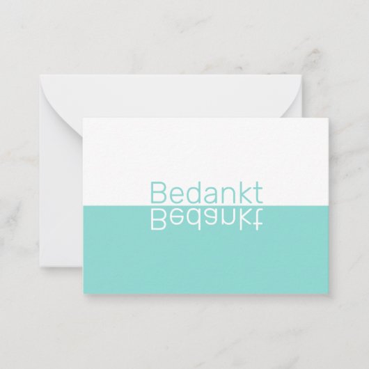 White & Aqua Reflection Moderne Nederlands Dank je Notitiekaartje (Voorkant)