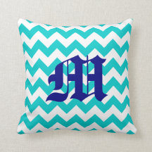 White Aqua Zigzag Pattern met Monogram